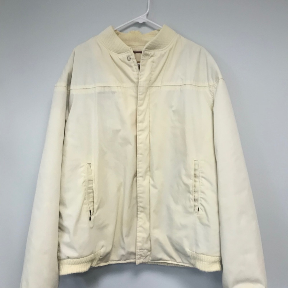 Vintage The Original Varsity by Catalina Jacket Men 46 LONG Cream Bomber STAIN*‎